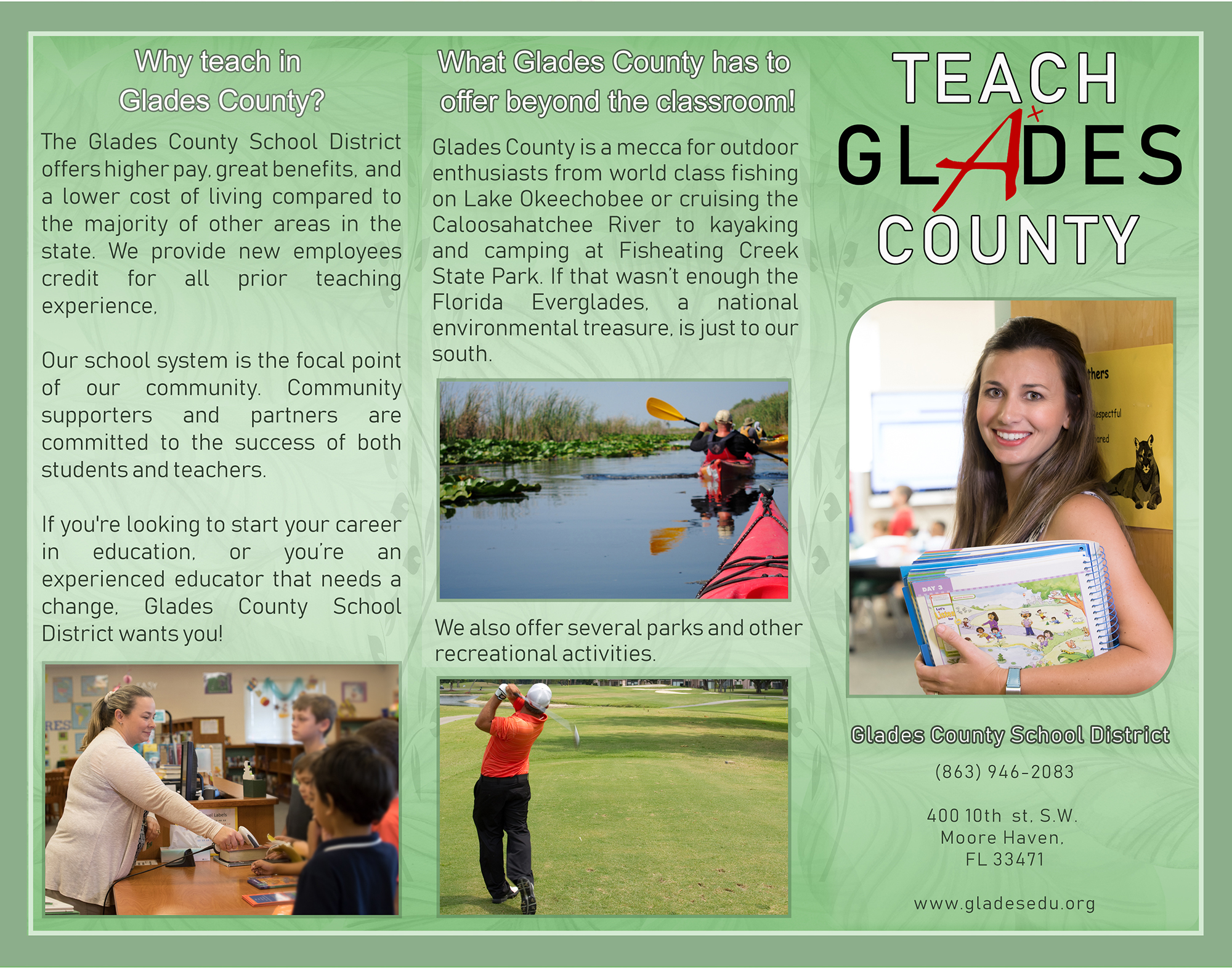 Side A Glades County Teach Glades Project Tri-fold flyier