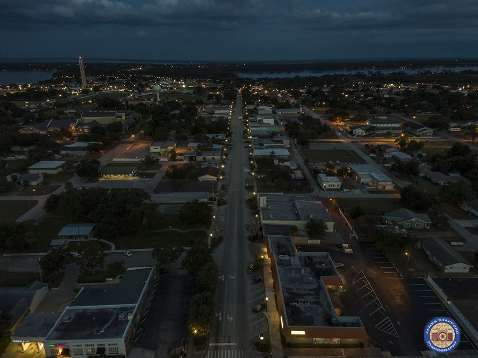Aerial Photograph of Downtown looking east along Interlake, Lake Placid Florida